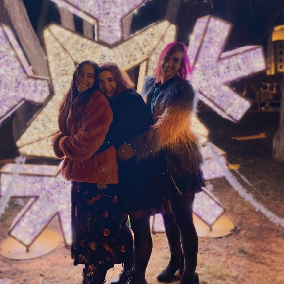 MEDIUM SIZED 10UK FUZZY SHAG BLUE AND TAN JACKET - Picture 4 of 4